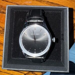 Nine West Black Dial Silver Case Watch - men’s